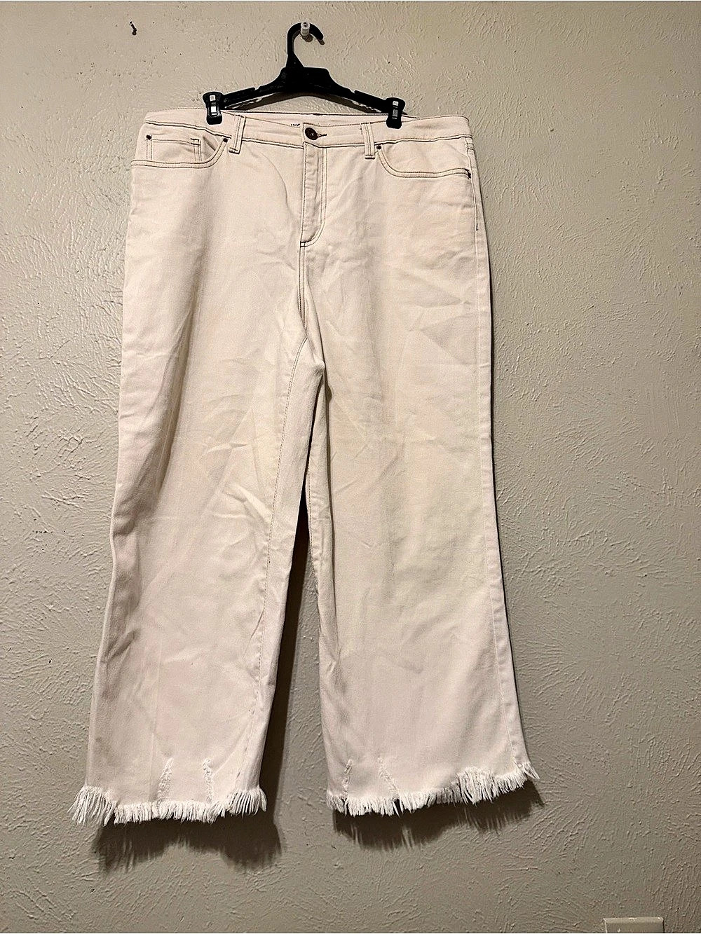 INC International Concepts Straight Leg Frayed Hem Jeans Waist 12 in White